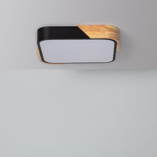 LEDKIA LIGHTING - LED-Deckenleuchte 18W | CCT Wählbar 2700-6500K | Holz-Metall Konstruktion | Einfach zu Installieren | Für Wohnzimmer, Küche, Schlafzimmer, Schwarz, Holz von LEDKIA LIGHTING