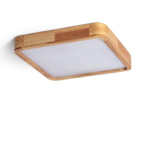LEDKIA LIGHTING - LED-Deckenleuchte 20W Eckig | CCT Wählbar | 400x400 mm für Wohnzimmer, Küche, Schlafzimmer | Einstellbare Farbtemperatur | Holzoptik, Holz von LEDKIA LIGHTING