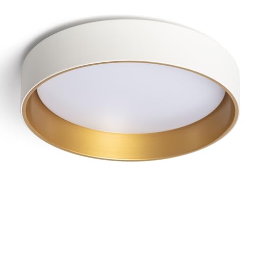 LEDKIA LIGHTING - LED-Deckenleuchte 20W Rund | CCT Wählbar für Warm-, Neutral-, Kaltes Licht | Ø450 mm für Wohnzimmer, Küche, Schlafzimmer, Weiß/Gold, Metall von LEDKIA LIGHTING