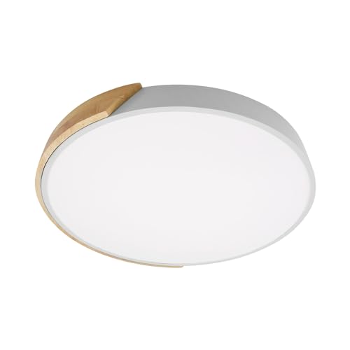LEDKIA LIGHTING - LED-Deckenleuchte 36W Rund | CCT Wählbar 2700-6500K | Ø500 mm | Holz- und Metallkonstruktion | Ideal für Wohnzimmer, Küche, Schlafzimmer, Weiß, Holz von LEDKIA LIGHTING