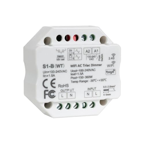 LEDKIA LIGHTING LED-Dimmer Triac WiFi Triac RF 1CH 1.5A AC Kompatibel mit Schalter Weiß$ LEDKIA LIGHTING LED-Dimmer Triac WiFi Triac RF 1CH 1.5A AC Kompatibel mit Schalter Weiß$ von LEDKIA LIGHTING