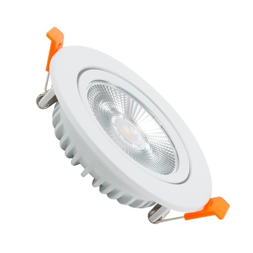 LEDKIA LIGHTING - LED Einbaustrahler 10W | COB CRI90 Rund | Neutralweiß 4000K | Ø90 mm Ausschnitt | 900 lm Lichtstrom | Energiesparend | Schwenkbar, 4000k Neutralweiß No Flicker, Polykarbonat von LEDKIA LIGHTING