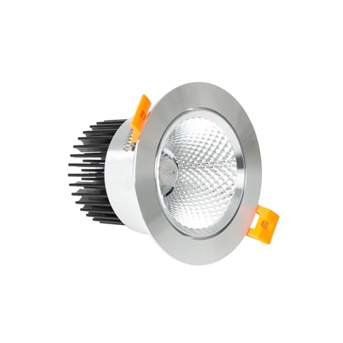 LEDKIA LIGHTING LED Downlight Einbaustrahler 12W COB Schwenkbar Rund Silber Schnitt Ø 90 mm No Flicker No Flicker 3000K Warmweiß von LEDKIA LIGHTING