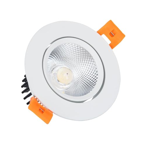 LEDKIA LIGHTING LED-Downlight Strahler 7W COB Schwenkbar Rund Weiss Schnitt Ø 70 mm No Flicker Warmes Weiß 2700K 60º von LEDKIA LIGHTING