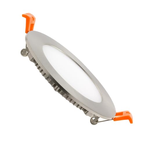 LEDKIA LIGHTING LED Einbaustrahler flach 6W Rund SuperSlim Ausschnitt Ø 110mm Silber 4000K Neutralweiß von LEDKIA LIGHTING