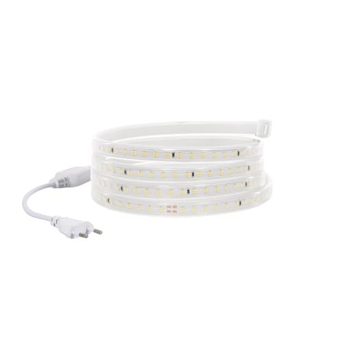 LEDKIA LIGHTING LED-Streifen Dimmbar 220V SMD 120 LED/m Super Warmweiß 8W/m 640lm/m Breite 12mm Schnitt 20cm IP65 nach Maß 4 m von LEDKIA LIGHTING