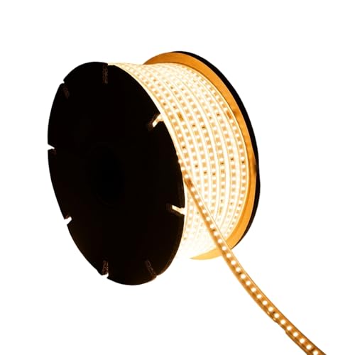 LEDKIA LIGHTING LED-Streifenrolle Dimmbar 220V SMD 120 LED/m 50m 7.5W/m 750lm/m Breite 12mm Schnitt 100cm IP65 2700K Warmweiß von LEDKIA LIGHTING