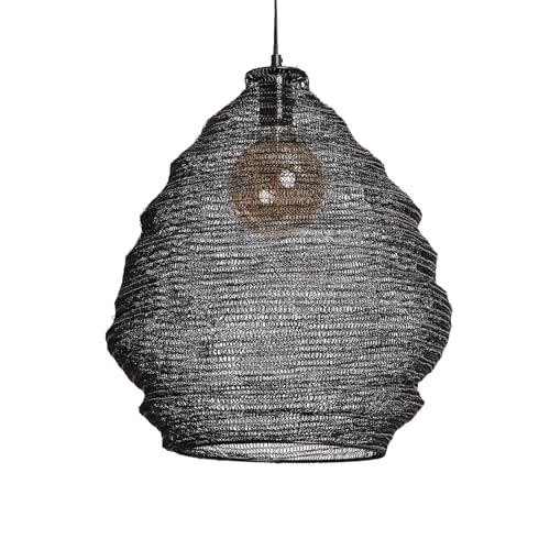 LEDKIA LIGHTING - Pendelleuchte Milos | Eisenmaterial für Langlebigkeit | Einstellbares Aufhängungskabel | E27 LED-kompatibel | Vielseitig für verschiedene Räume, Schwarz, Eisen von LEDKIA LIGHTING