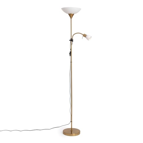 LEDKIA LIGHTING Stehlampe Metall und Glas mit Leselicht Ussel Gold für Wohnzimmer, Küche, Schlafzimmer von LEDKIA LIGHTING