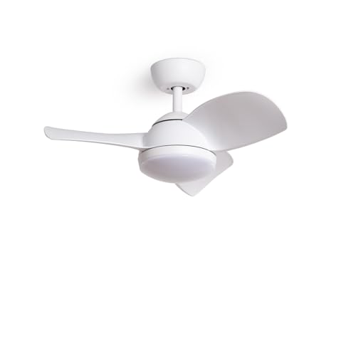 LEDKIA LIGHTING TECHBREY Deckenventilator Lautlos Poros 76cm DC-Motor Weiß Mit Licht Wall Controller + Fernbedienung Weiß von LEDKIA LIGHTING
