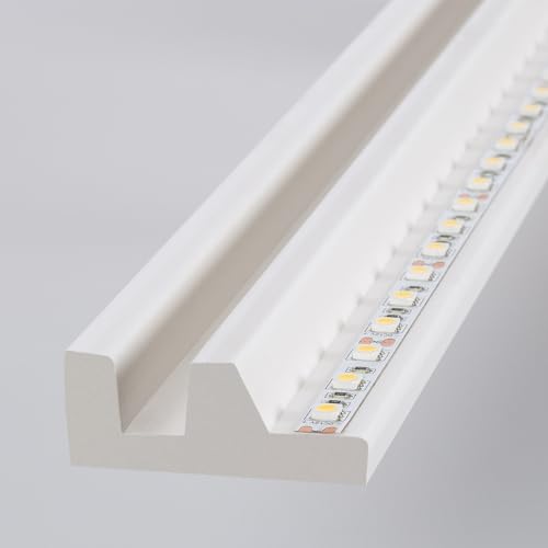 LEDKIA LIGHTING - LED-Streifenleiste 2m | Indirekte und diffuse Beleuchtung | Stoßfest und wasserdicht | Einfache Installation | Für Streifen bis zu 18mm, Weiß, PS von LEDKIA LIGHTING