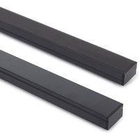 Aluminiumprofil Aufbau für LED Streifen bis 20 mm mit durchgehender Abdeckung Schwarz 2 m Schwarz transluzent von LEDKIA
