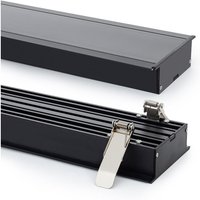 Aluminiumprofil Einbau xl für led Streifen bis 60 mm mit durchgehender Abdeckung Schwarz 2 m Schwarz transluzent von LEDKIA