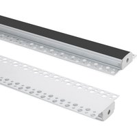 Aluminiumprofil Gipseinbau für led Streifen bis 20mm mit durchgehender Abdeckung Aluminium 6 m Schwarz transluzent von LEDKIA