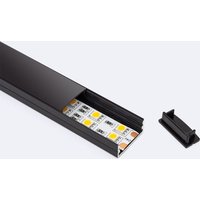 Aluminiumprofil Oberfläche mit durchgehender Abdeckung für doppelte led Streifen bis 20 mm Schwarz 2 m Schwarz transluzent von LEDKIA