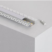 Aluminiumprofil für Integrierung in Gips/Gipskarton für Doppel-LED-Streifen bis 20mm 1000 mm Milchweisse Abdeckung von LEDKIA