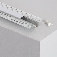 Ledkia - Aluminiumprofil für Integrierung in Gips/Gipskarton für LED-Streifen bis 15mm Milchweisse Abdeckung von LEDKIA