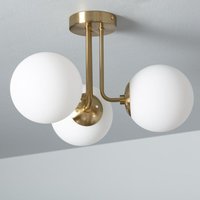 Ledkia - Deckenleuchte Metall und Glas Moonlight Brass 3 Strahler Weiß - White von LEDKIA