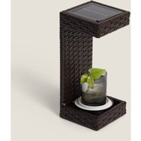 Efectoled - LED-Tischlampe Solar Außen Rattan Agra Dunkelbraun von EFECTOLED