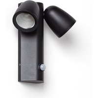 Ledkia - led Wandleuchte Außen 12W Aluminium mit Bewegungssensor pir Abel Zwei Strahler Schwarz von LEDKIA