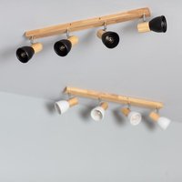 Ledkia - Deckenleuchte Metall und Holz Tautau 4 Spots Weiß von LEDKIA