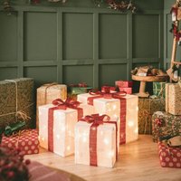 Ledkia - Pack mit 3 LED-Weihnachtsgeschenken mit Batterie Noelle Warmweiß Weiß / Rot von LEDKIA