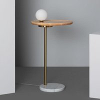 Ledkia - Tischleuchte aus Holz und Glas Brandt Weiß - Gold von LEDKIA