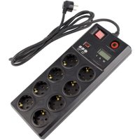 Ledkia - Steckerleiste 8 Schuko Steckdosen Tyo f + Überspannungsschutz 3m Schwarz von LEDKIA