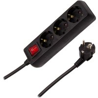 Steckerleiste mit 3 Schuko Steckdosen Typ F 3m Schwarz von LEDKIA