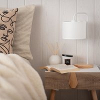 Tischlampe Stoff und Holz Jedali Weiß von LEDKIA