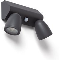 Wandleuchte Außen Aluminium mit Bewegungssensor Abel Large zwei Strahler Dunkles Grau von LEDKIA