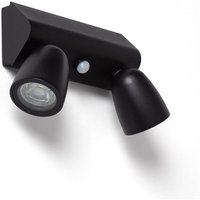 Wandleuchte Außen Aluminium mit Bewegungssensor Abel Large zwei Strahler Schwarz von LEDKIA