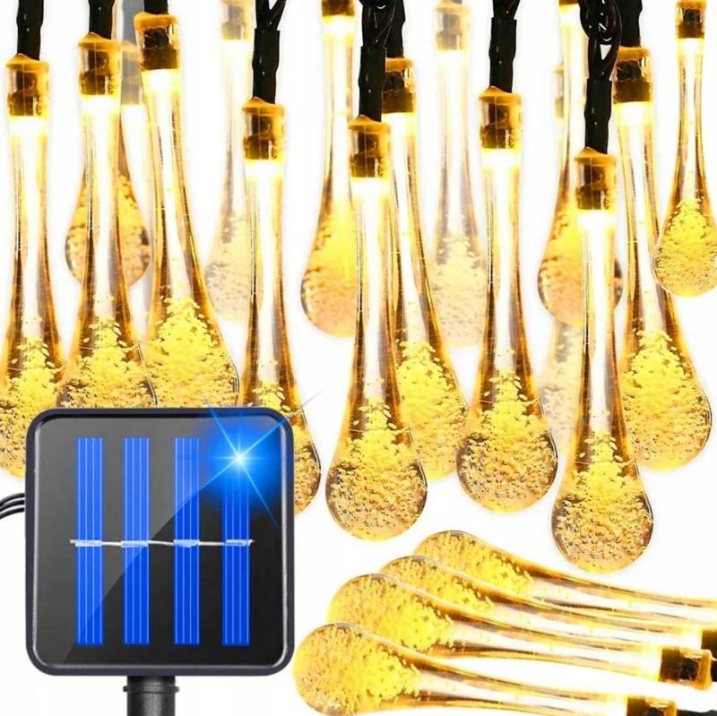 LEDLIGHT LED-Lichterkette Solar-Girlande 20 LED Glühbirnen 4,5m – Gartenbeleuchtung, IP44, 20-flammig, Kabellose Solar-Girlande, 20 LED, IP44, warmweiß, wetterfest von LEDLIGHT