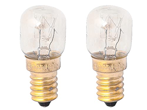 2 Lampen für Backofen und Mikrowelle, E14 15W 230V 80 Lumen 2800K, Hitzebeständig bis zu 300 Grad (ST25 ⌀25mm) von LEDLUX