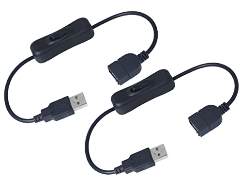 2 Stück USB-Kabel mit Ein-/Aus-Schalter, USB-Verlängerungsleitung für LED-Schreibtischlampe, USB-Ventilator, LED-Streifen (schwarz) von LEDLUX