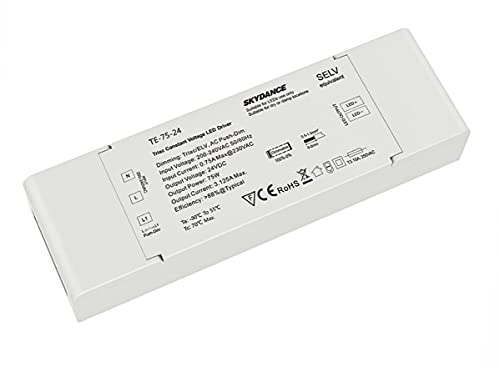 24V 75W Dimmbarer Netzteiltransformator mit Triac Varialuce auf 220V + Normal geöffnete Taste (Push Dimmer), für 24V LED Streifen von LEDLUX