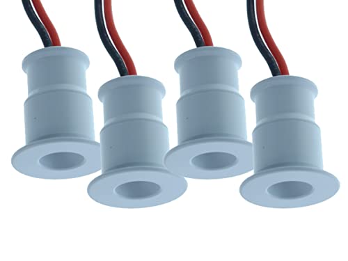 4 Mini Einbauleuchten LED, 12V 1W 100 Lumen, Breiter Lichtwinkel 120°, Loch 15mm, Ø20X25mm (Kaltweiß 6500K, Weiß) von LEDLUX
