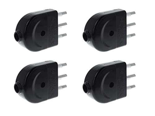 4 Stück Elektrostecker, 2P + T 250V, flache italienische Standardstecker mit geradem Kabelausgang. Erhältlich in den Farben Schwarz und Weiß, großer Stecker 16A (Schwarz) von Bigcago