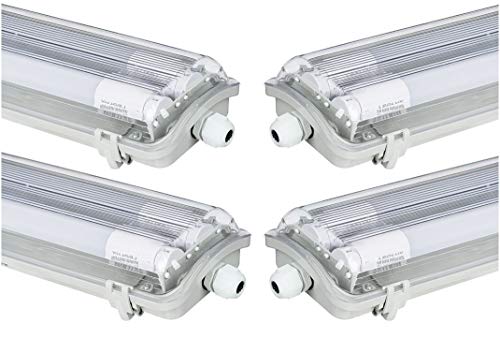 4x G13 LED Feuchtraumleuchte 2x T8 LED, 36W 3600LM 120cm, IP65 LED Feuchtraumwanneneuchte, LED Wannenleuchte Leuchtstofflampe, Neutralweiss CRI80 (4_120NW) von LEDLUX