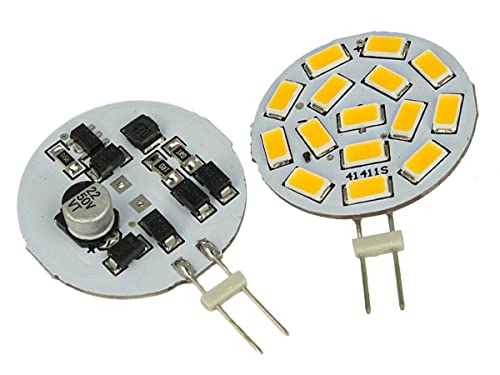 G4 LED 12V 24V Dimmbar, 3.5W 350 Lumen 15 SMD 5630 DC 10V-30V (2 STÜCKE, Warmweiß 3000k) von LEDLUX