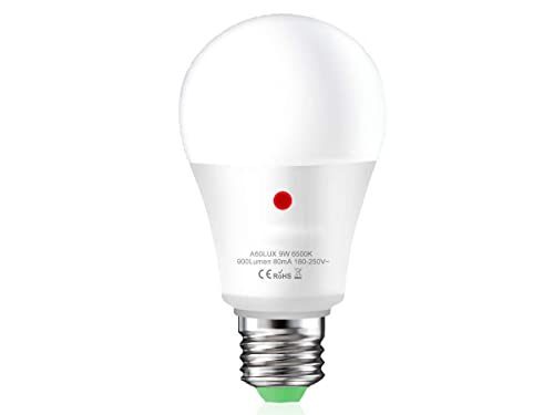 LED-Leuchtmittel Glühbirne E27 mit Dämmerungssensor, 9 W, 900 Lumen, Tag-Nachtsensor (Kaltweiß 6500 K) von LEDLUX