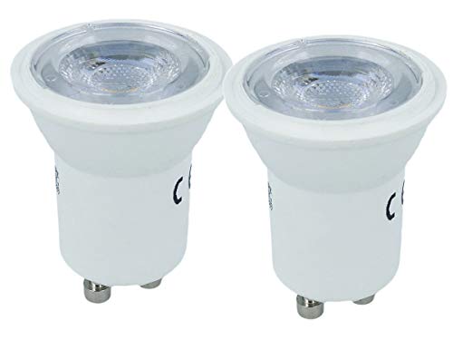 LEDLUX 2 Stück LED-Lampen Mini GU10 Kleiner Durchmesser 35 mm 2 W Winkel 38 Grad Satin 5 Jahre Garantie (64000K) von LEDLUX