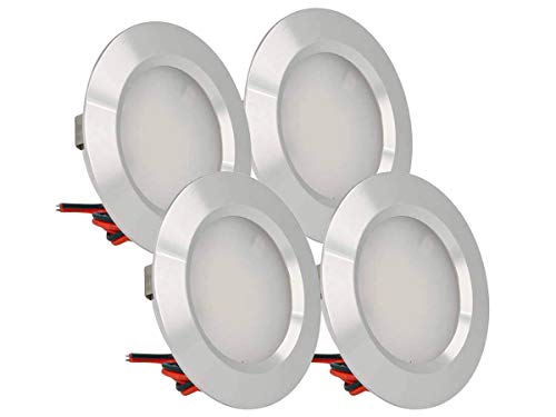 LEDLUX 4 Stück Mini LED Downlight Runde schlanke 3W DC 12V 24V Loch 50mm für Lichter Küche Badezimmer Camper [Energieeffizienzklasse A ++] (Silber-, 6000K) von LEDLUX