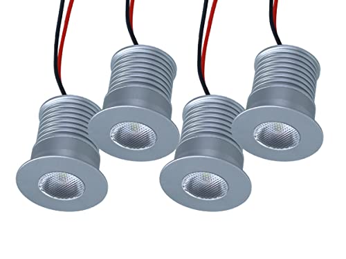 LEDLUX 4 Stück Mini-LED-Einbaustrahler, 12 V, 24 V, 3 W, 270 lm, Loch Ø 30 mm, Größe 35 x 35 mm, schmaler Abstrahlwinkel 25 ° (Neutralweiß 4000 K) von LEDLUX