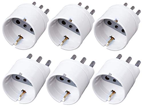 LEDLUX 6 Stück Netzteil mit Schukostecker 2P+T 10A in weiß max 1500W 250V (16A Stecker + 10A Stecker) von LEDLUX
