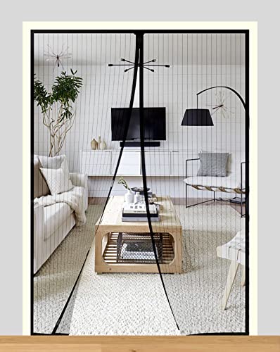 LEDLUX Magnetisches Moskitonetz-Vorhangtürfenster (90X210cm, Schwarz) von LEDLUX