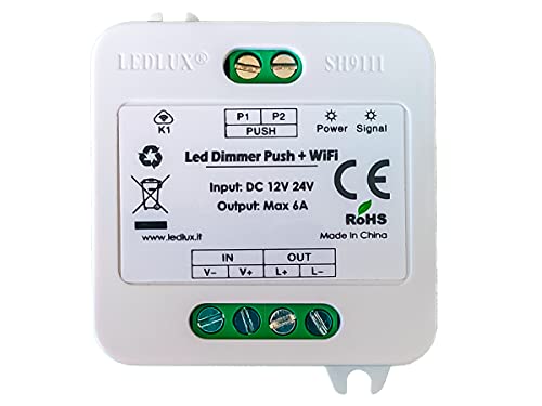 LEDLUX SH9111 LED-Dimmer 24 V 12 V, Dimmer für LED-Streifen, Wifi + Taste N.O. Push Dimming, kompatibel mit Alexa und Google Home von LEDLUX