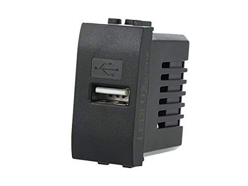 LEDLUX USB Ladegerät 5V 2.1A Kompatibel mit Bticino Living Light Wandplatte für Box 503 504 505 Schnellladung [Energieeffizienzklasse A] (Schwarz) von LEDLUX