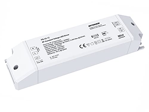 Netzteil dimmbar, 12 V, 40 W, dimmbar, mit Taste N.O. Push Dimmer und Fernbedienung RF 2,4 G, für LED-Streifen 12 V, Skydance PB-40-12 von LEDLUX