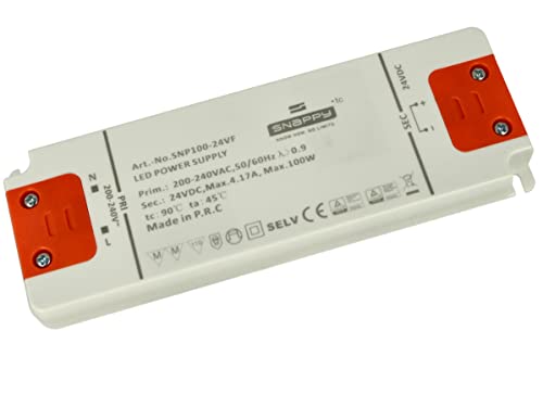 Slim Trafo 24 V, dünnes Netzteil DC24 V, flaches Design, ideal für LED-Streifen 24 V, Installation im Schrank (100 W 4,17 A 165 x 56 x 17 mm) von LEDLUX
